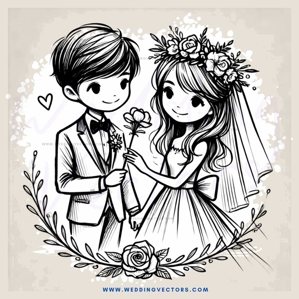 wedding portrait - cartoon style