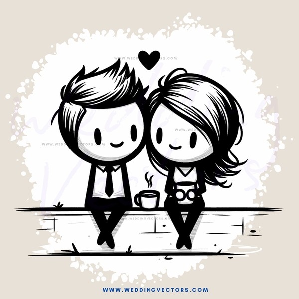 a cartoon illustration of two people sitting on a bench
