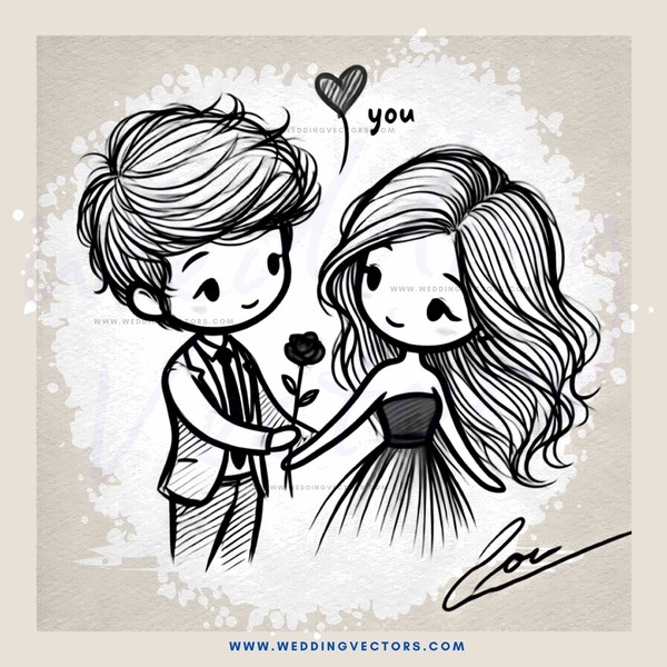 a boy and girl with hearts
