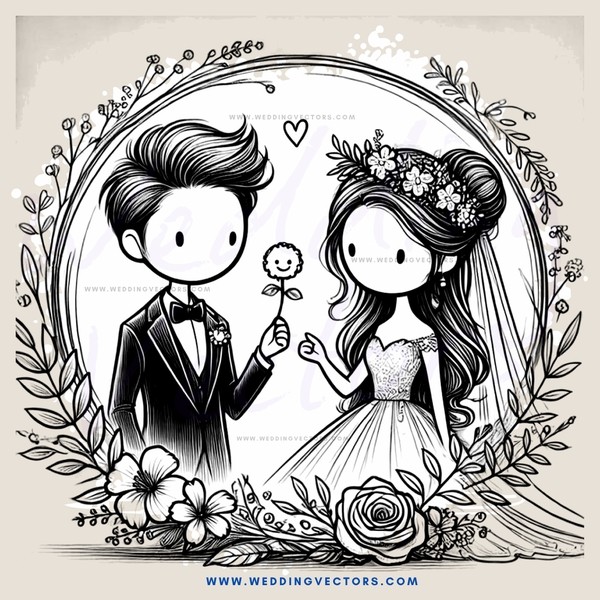 a bride and groom holding flowers in an oval frame
