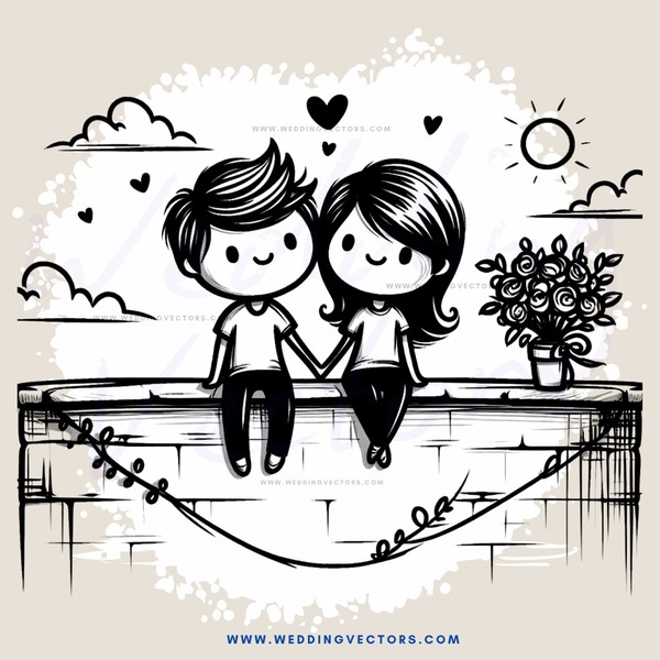 a love story in cartoon style