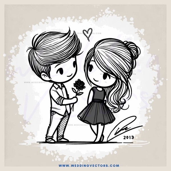 boy and girl exchange flowers