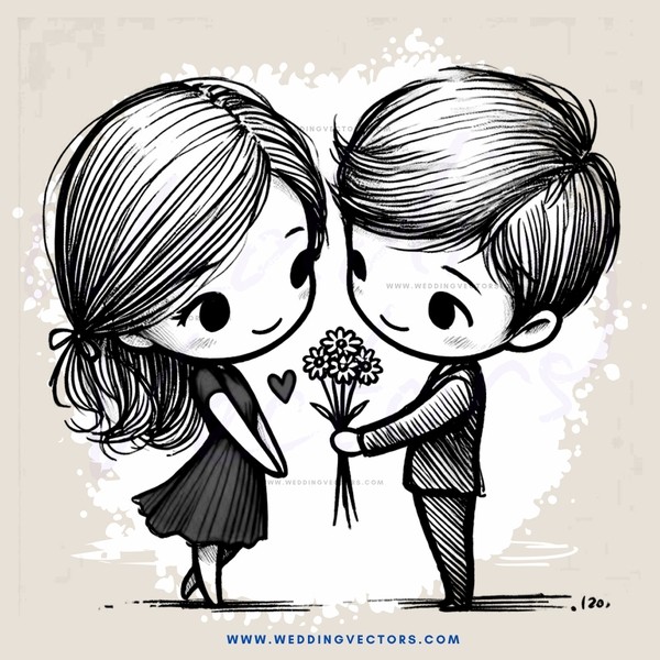 two people holding hands and flowers