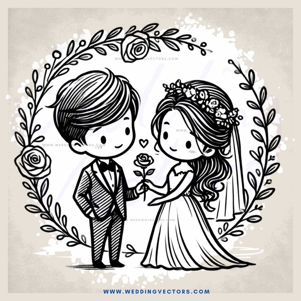 couple standing inside an ornate circle