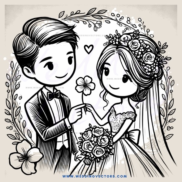 a wedding illustration with flowers