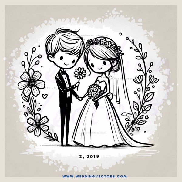wedding anniversary picture - a cartoon of man and woman