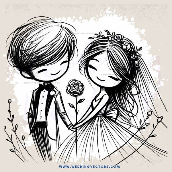 a boy and girl holding flowers