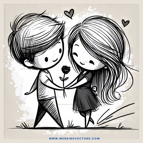 a boy and girl holding hands in black and white