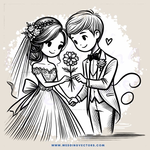 engaged couple shake hands and hold flowers