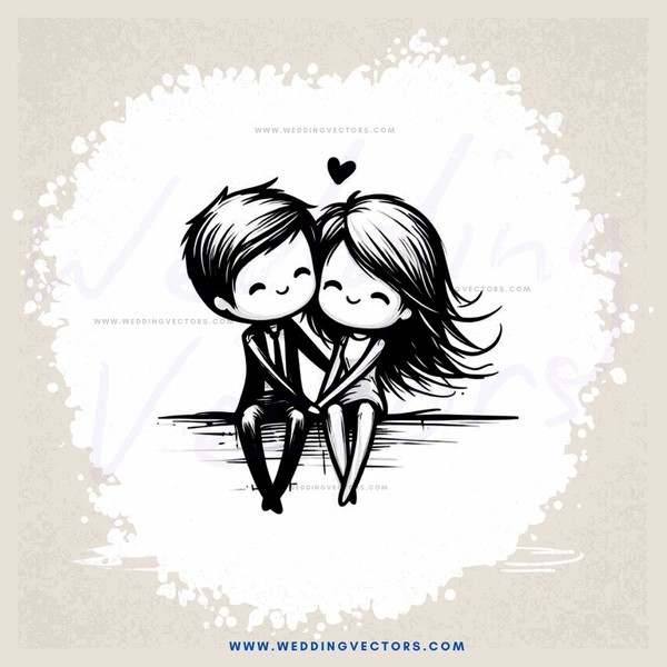 a couple sitting together in black and white
