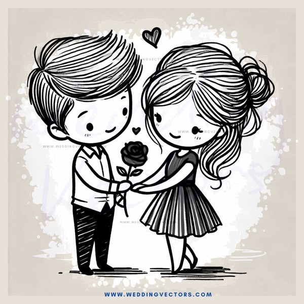 boy and girl holding flower