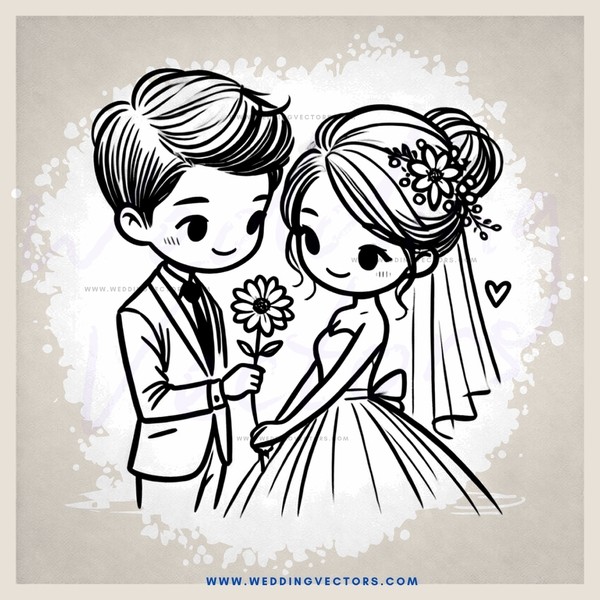 the groom and bride holding a flower together