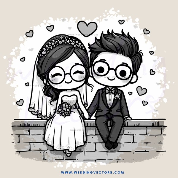 a bride and groom on a brick wall