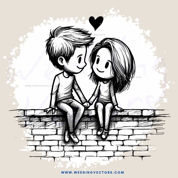 a couple sitting on a brick wall in love