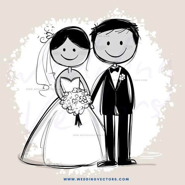 a man and woman in wedding attire