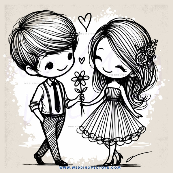boy and girl with flower