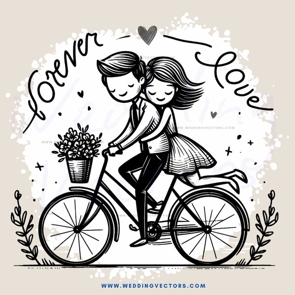love forever drawing in black and white