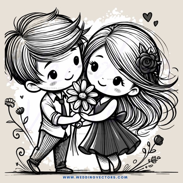 love in black and white illustration