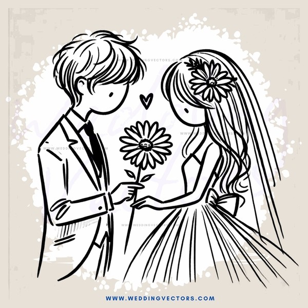 a couple with a flower and sunflower
