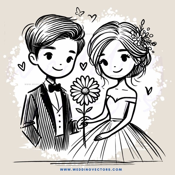 a boy and girl share a flower