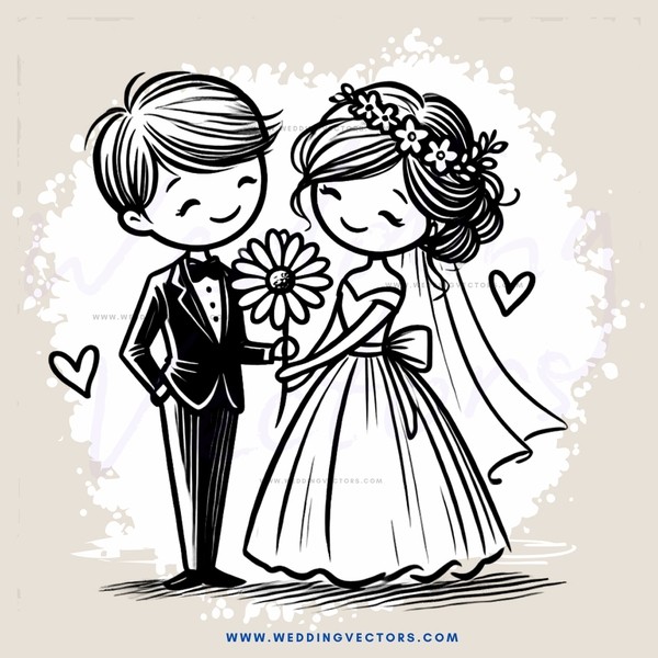 a boy and girl holding a flower and each other