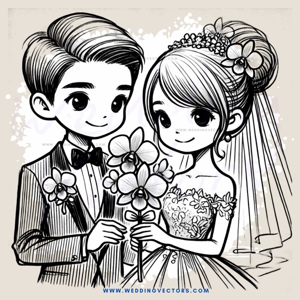 a couple with flowers in their hands