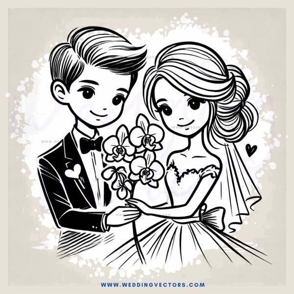 a couple exchanging flowers