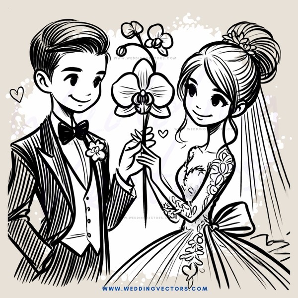 a couple holding flowers and smiling