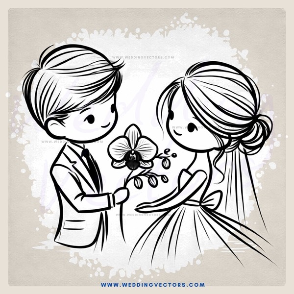 a man and woman holding flowers