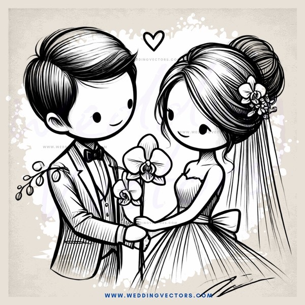 a boy and girl holding flowers