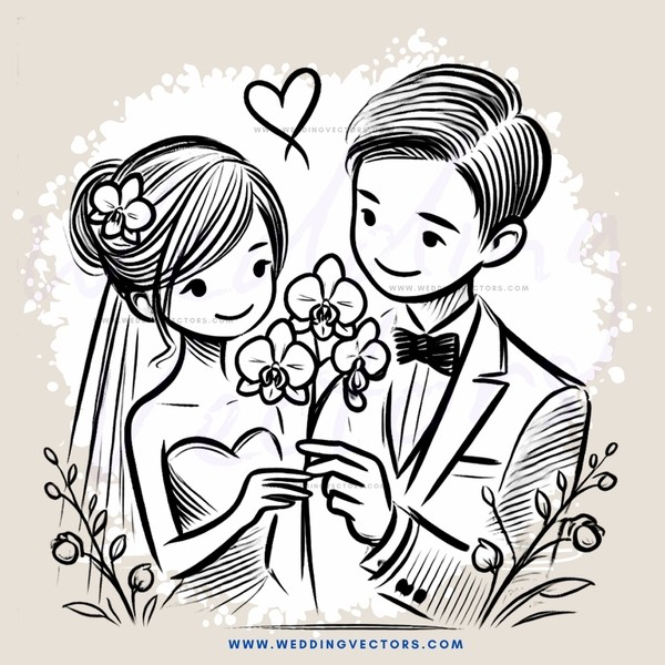 the newlyweds are sharing flowers