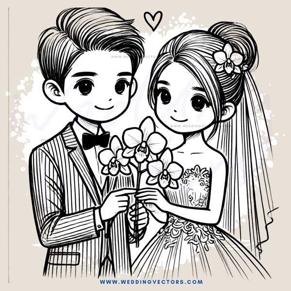 boy and girl holding flowers
