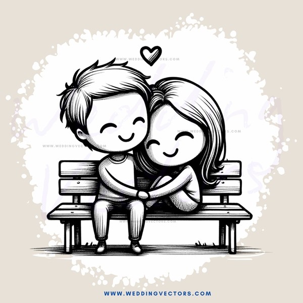 couple on bench with heart symbol