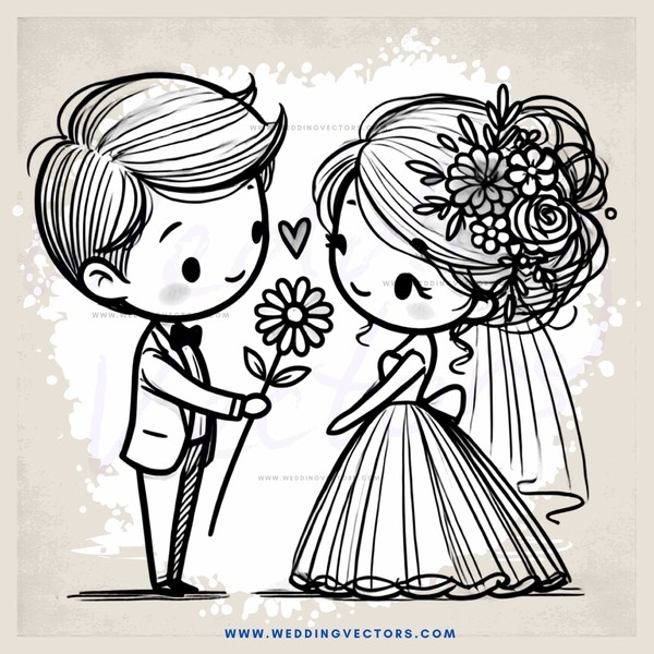 a man and woman holding flowers