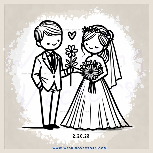 couple holding flowers & wearing wedding rings