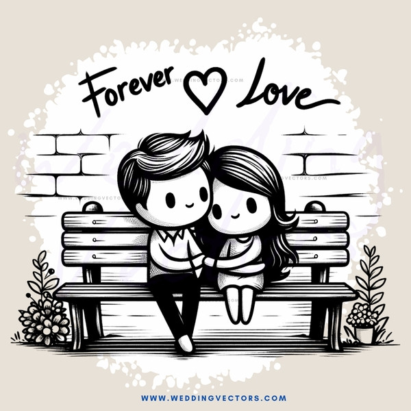 couple sitting on bench in front of brick wall with potted plant