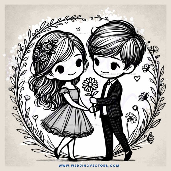 a couple in black and white wedding attire