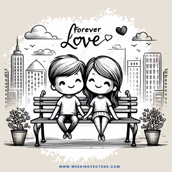 two people sitting on a bench with potted plants