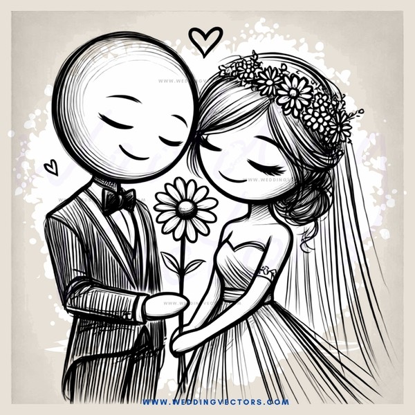 a man and woman holding flower