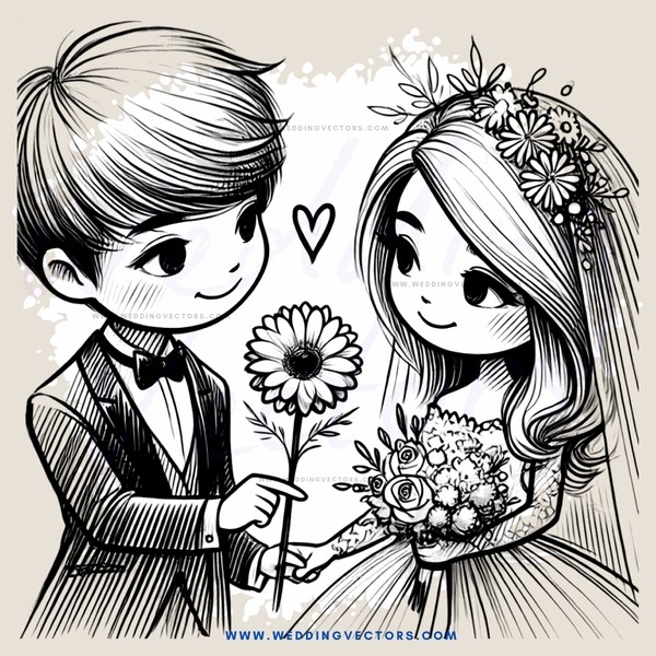 a couple exchanging flower bouquets