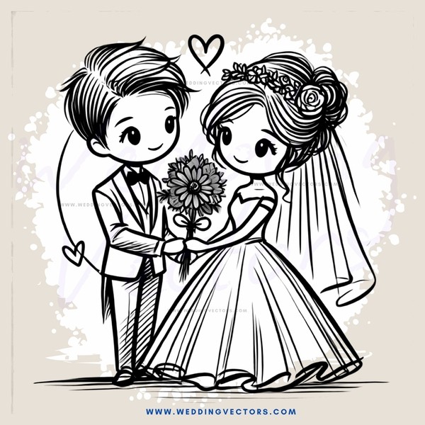 a young couple in wedding attire exchanging vows