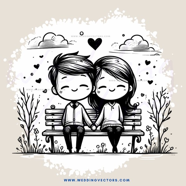 a boy and girl sitting on a bench together