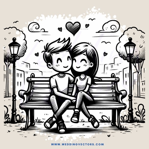 couple sitting on bench in park