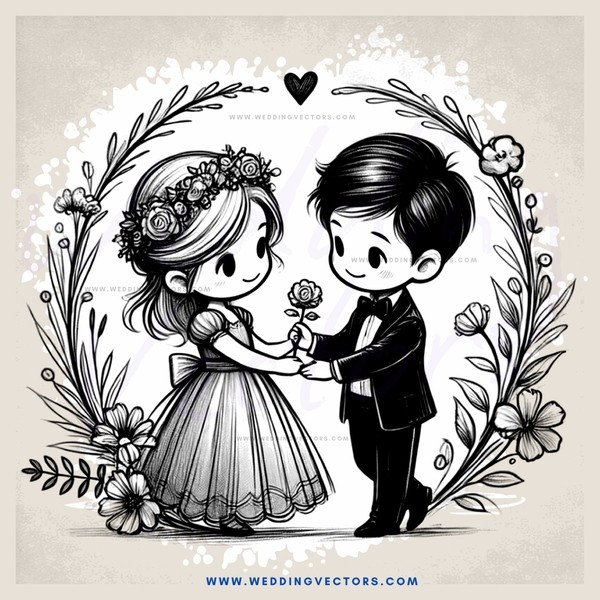 a couple in wedding attire