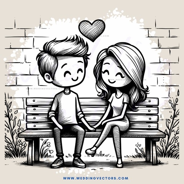 a boy and girl sitting on a bench