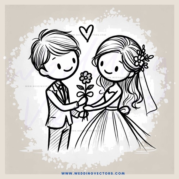 bride and groom in wedding dress
