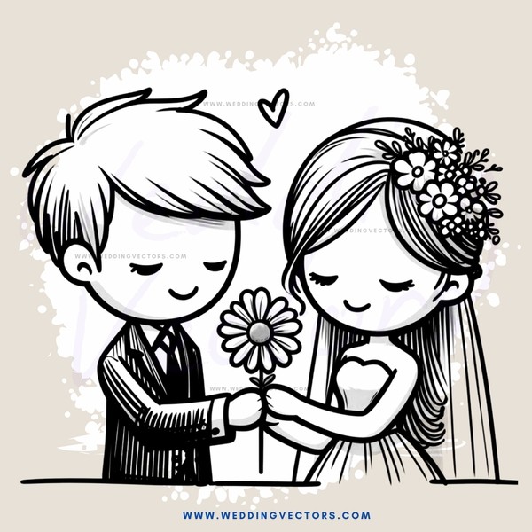 couple in black and white photo holding flower