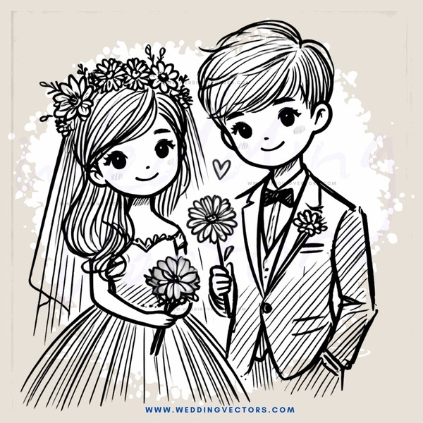 engagement ring and flowers on bride & groom