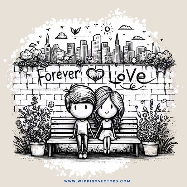 love cityscape cartoon gift card cover