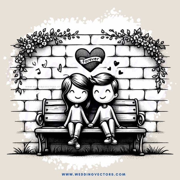 a boy and girl sitting on a bench